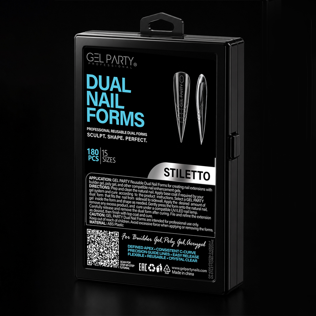 GEL PARTY Stiletto Dual Nail Forms – 180PCS / 15 Sizes